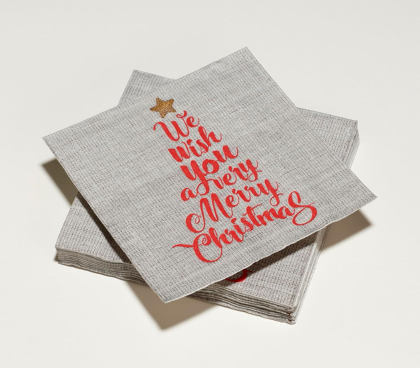 20 Baumwollservietten, 33 x 33 cm, 3 Lagen, Baumtext