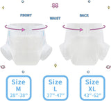 CutiePlusU Windeln für Erwachsene, trockene Oberfläche, maximale Saugfähigkeit über Nacht, Einweg-Inkontinenzwindel – Blau, Rosa, Weiß, 3er-Pack (Mittel 71–96 cm)