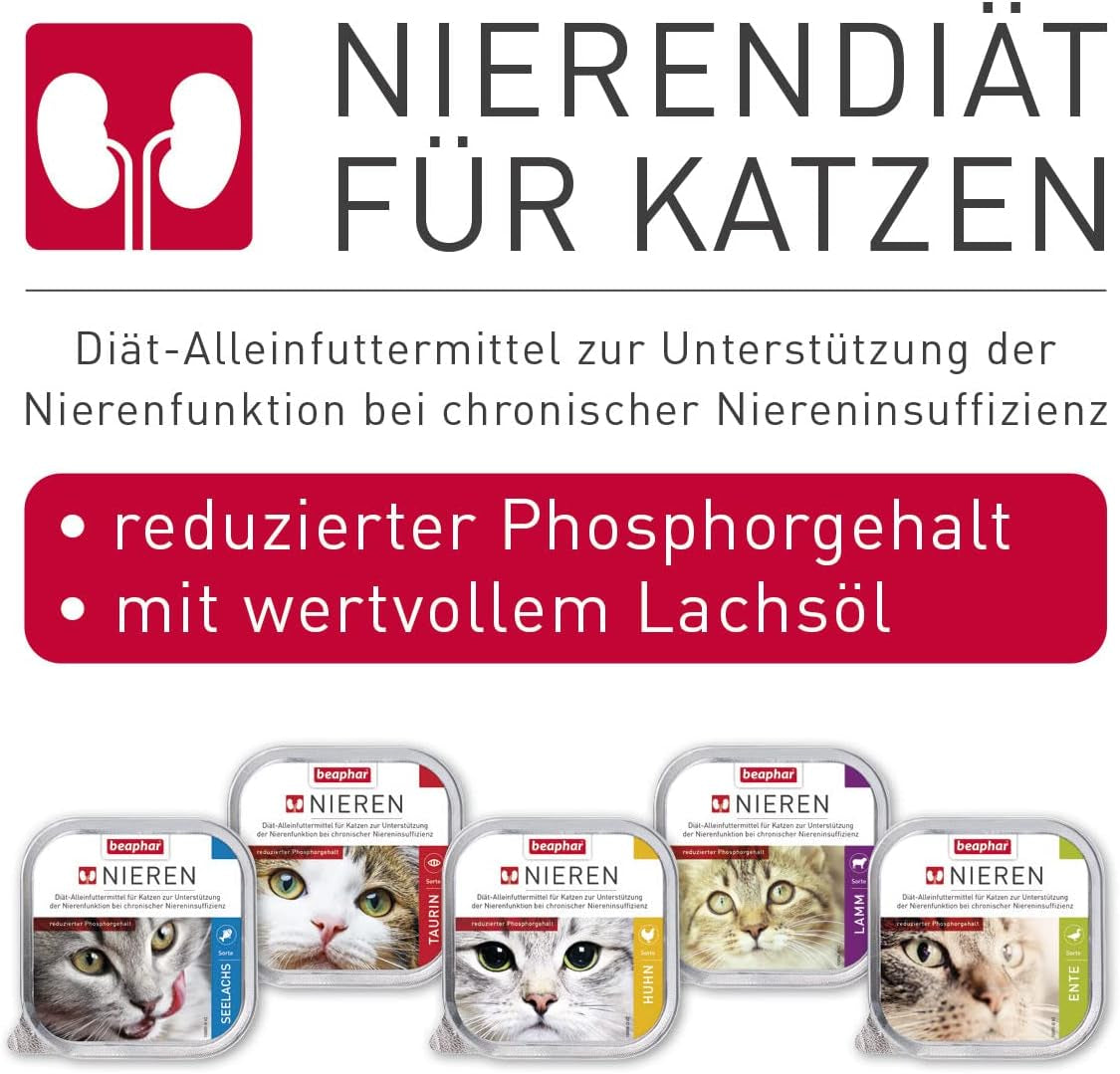 BEAPHAR - Nierendiät mit Huhn - Alleinfuttermittel für Katzen mit chronischer Niereninsuffizienz - Zur Unterstützung der Nierenfunktion - 100 g