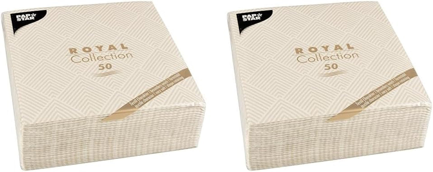Papstar, 50 Servietten „ROYAL Collection“ 1/4 Falz 40 cm x 40 cm Champagner „Elegance“, #86497