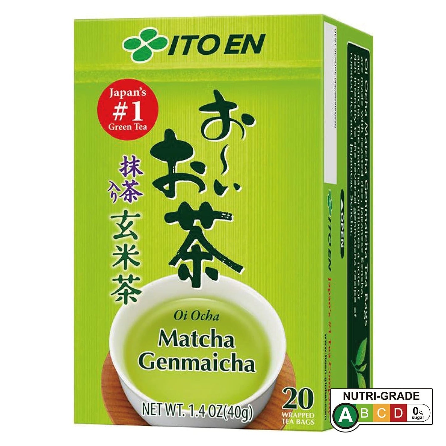 ITO EN Oi Ocha Matcha Genmaicha Tee, 2 g Teebeutel (20 Stk./Packung)