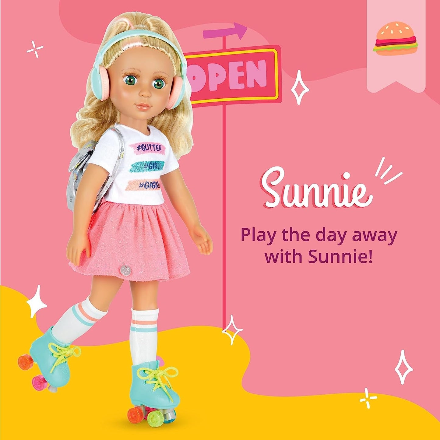Glitter Girls – Sunnie Dolls – bewegliche Sunnie-Puppe, 36 cm – blondes Haar und grüne Augen – Spielzeug für Kinder ab 3 Jahren