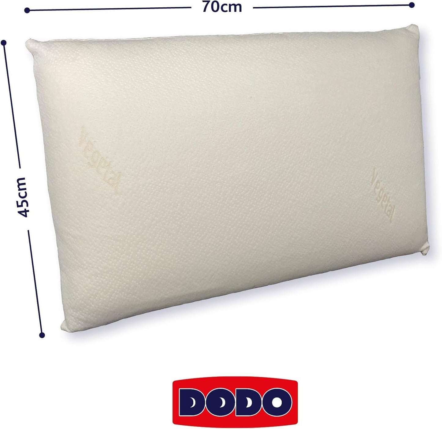 Kissen, ergonomisch, pflanzlich, 45 x 70 cm, Memory-Form, rechteckig, Füllung aus 100 % MDF, Unterseite aus Baumwolle, Bezug aus Polyester – Rizinusöl Naty Shop Standard-Kissen
