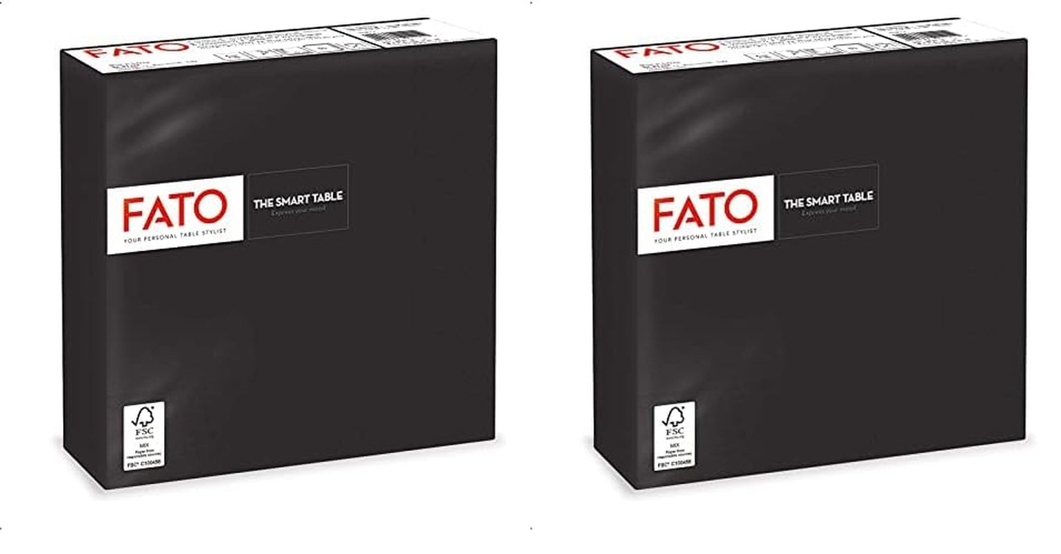 , Einweg-Papierservietten, ideal für zwanglose Mittagessen und Buffets, Packung mit 50 Servietten, Größe 33 x 33, 4-lagig, 2-lagig, schwarz, FSC-zertifiziert (2er-Pack)