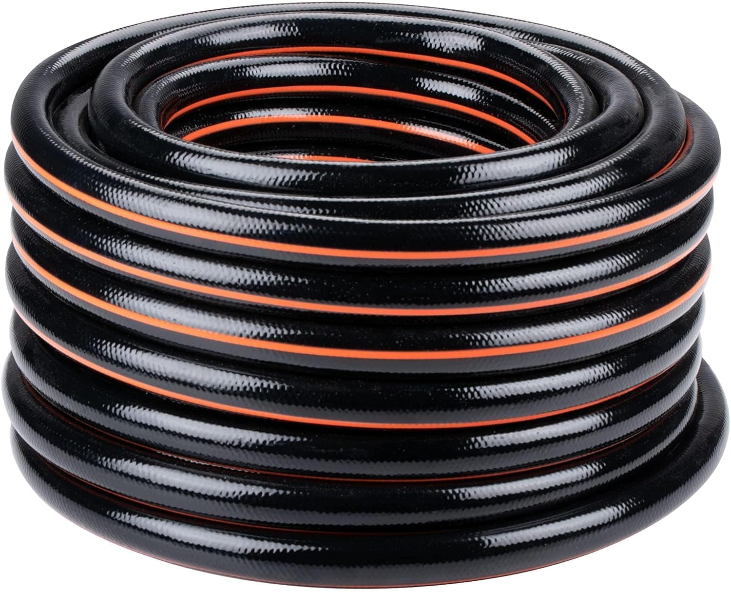 BLACK+DECKER Gartenschlauch 15 Meter – Ø19MM – Strapazierfähiges PVC – Den Garten bewässern, das Auto waschen, den Pool füllen – Kompatibel mit jedem Standard-Wasserhahn – Schwarz/Orange