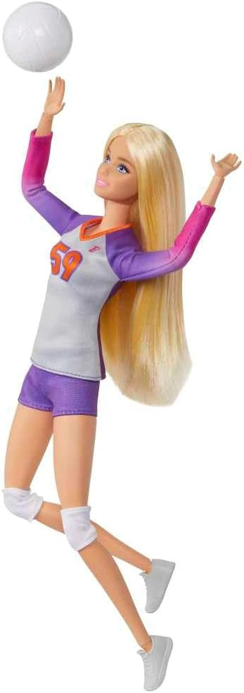 Barbie Made to Move – Volleyball-Spielerpuppe mit T-Shirt und Ball – 22 Gelenke für realistisches Spielen, inklusive Volleyball- und Sportausrüstung, HKT72