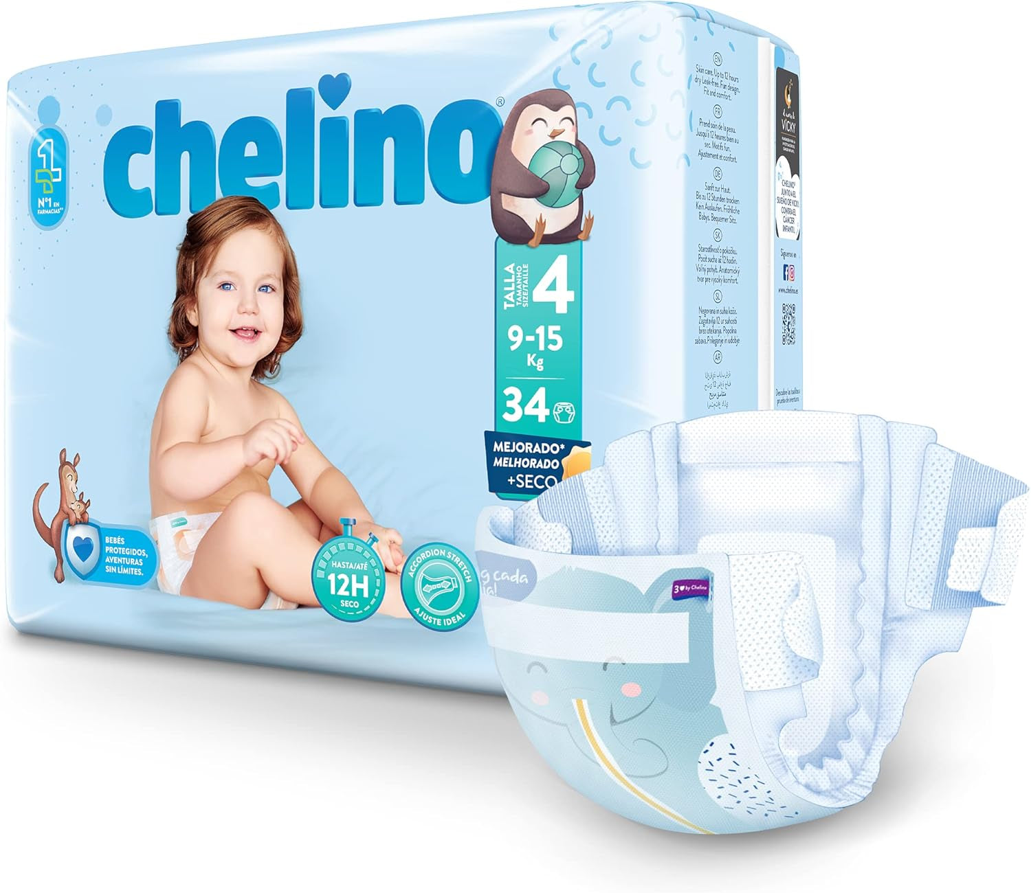 Fashion & Love Babywindeln Größe 4 (9-15 kg), 34 Stück