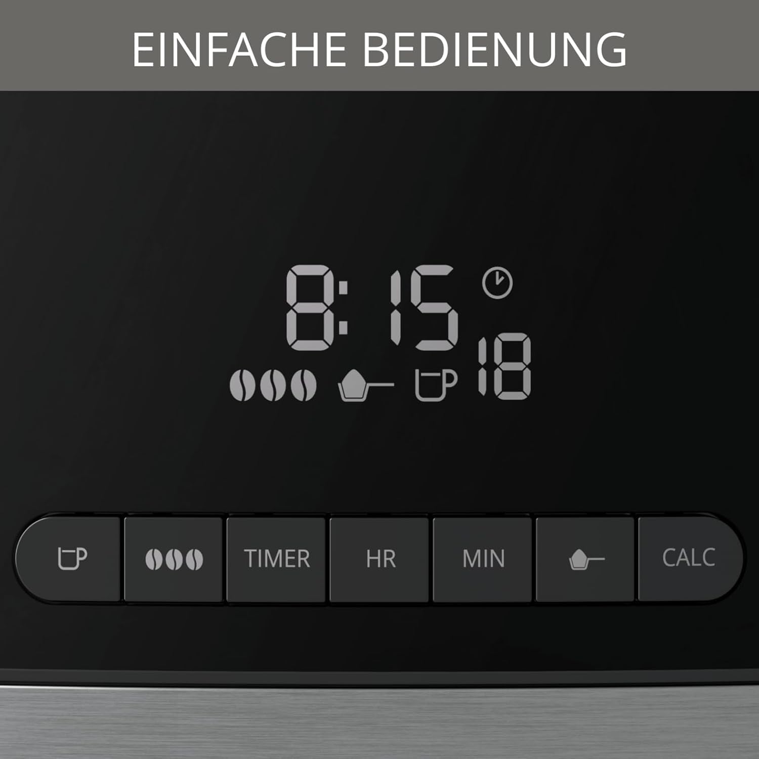 Krups Espressomaschine KM8328 Mahlen mit Mahlwerk | 24-Stunden-Timer | Getreidebehälter 180 g | Fassungsvermögen 1,25 l für bis zu 15 Tassen Kaffee | Automatische Abschaltfunktion | 3 Mahlgradeinstellungen | Schwarz