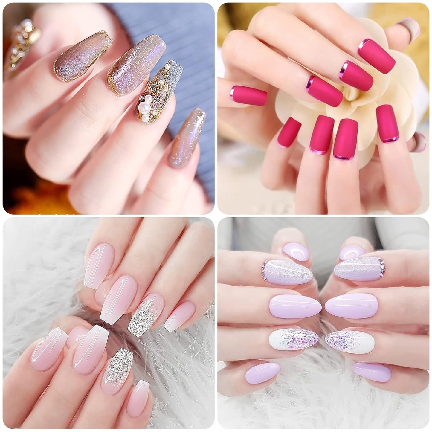 500 Stück französische künstliche Nagelspitzen, Acryl, künstliche Nagelspitzen, Set, Nagelverlängerungen, Nagelspitzen, künstliche Nägel, Zubehör mit 4 Stück Nageldesign-Kleber, Gel-Nägel, natürlich