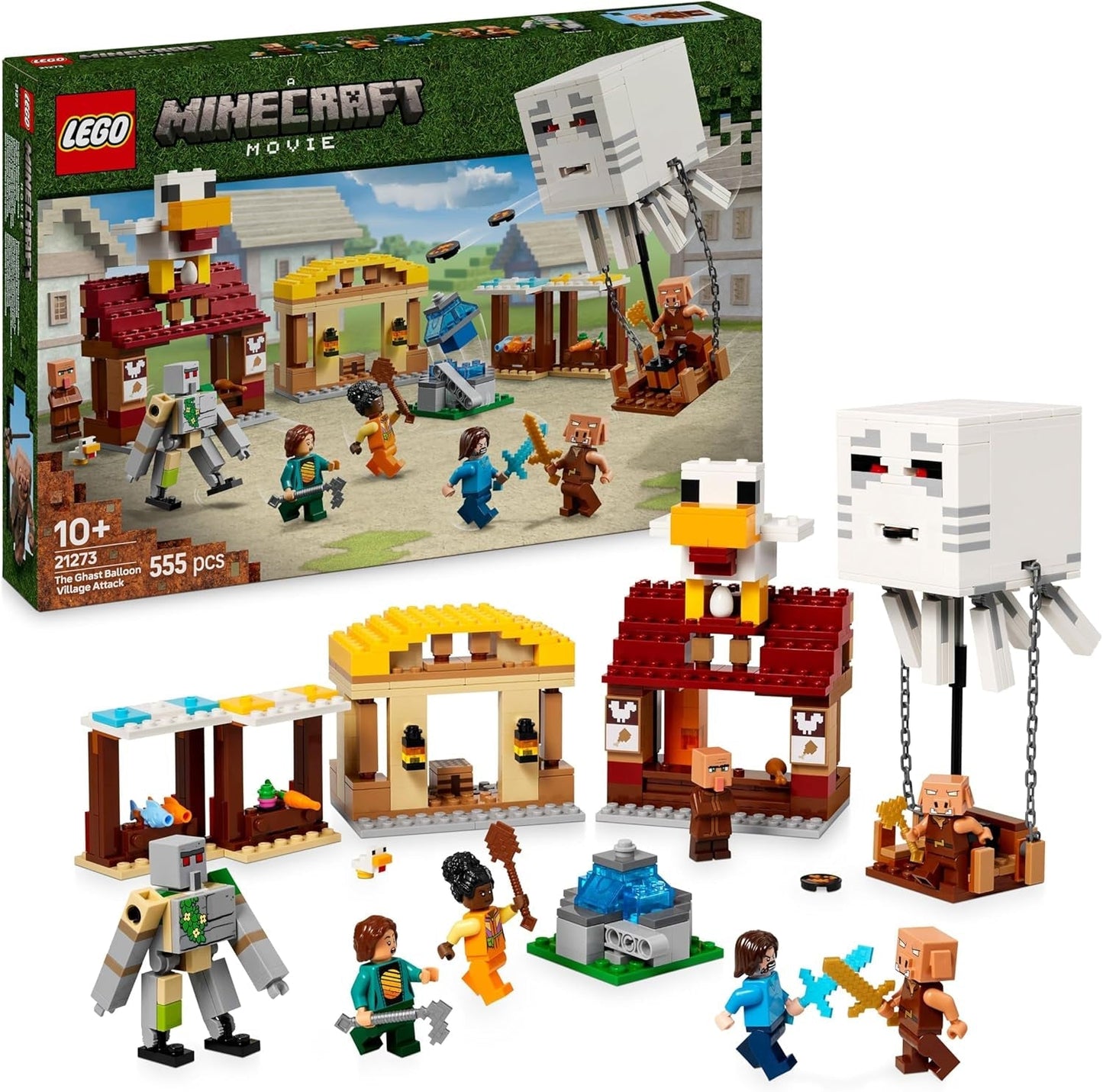 LEGO Minecraft Ghast Balloon Attack – Gamer-Spielzeug für Kinder – Haus, Huhn und Golem-Videospiel-Bauset – Film-Merchandise für Jungen ab 10 Jahren – 21273 Bausets Besuchen Sie den LEGO-Store Default Title