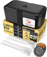 Umami-Lunchbox für Erwachsene, stapelbare Bento-Box mit 4 Besteck und Fächern, Lunchbox für Erwachsene, To-go-Salatbehälter, Picknick-/Büro-Lunchbox, Anthrazitgrau, 1500 ml. Naty Shop Onyx Black Frischhalteboxen – 900 ml M – 900/1000 ml