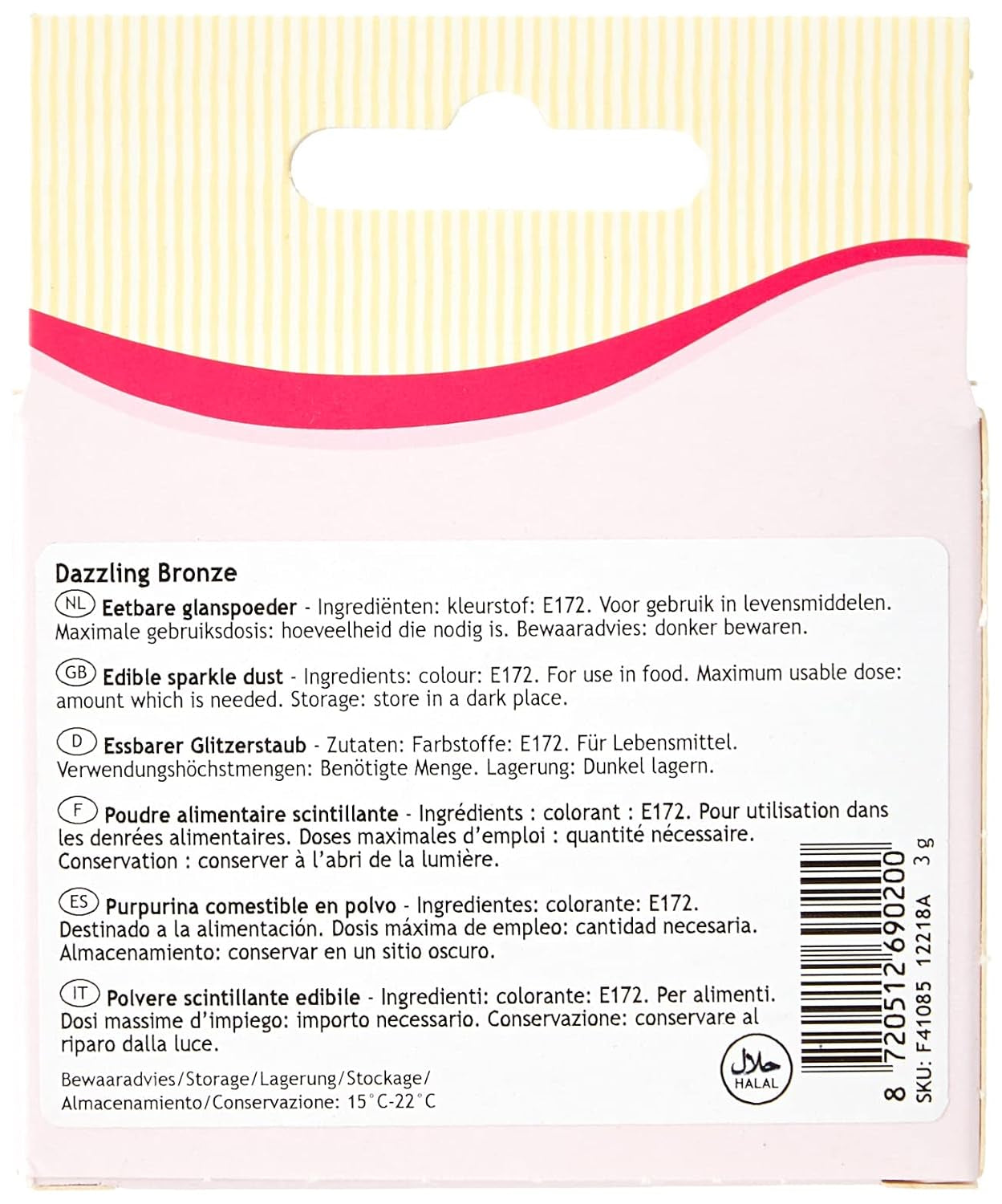 Funcakes Sparkle Dust Dazzling Bronze: Funkelndes Lebensmittelfarbpulver zum Dekorieren von Kuchen, Halal-zertifiziert