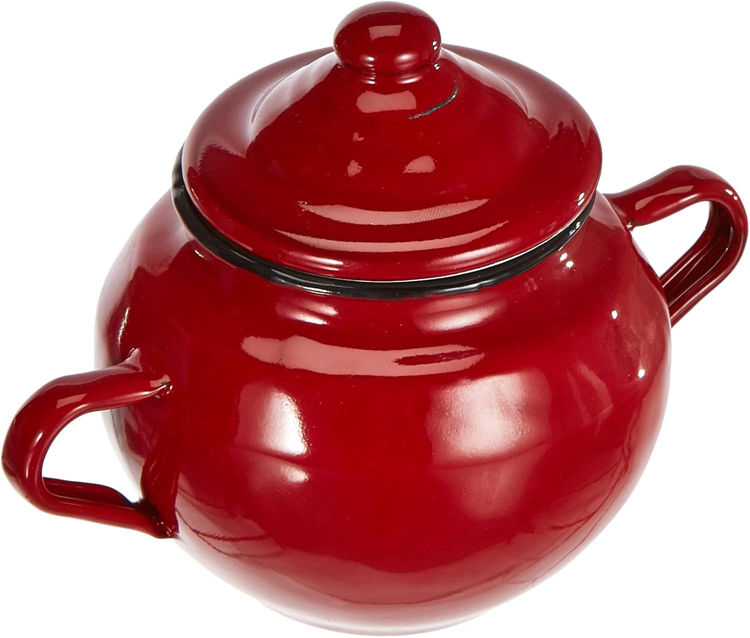 Roja-Glas mit Deckel, 0,5 l, rot emaillierter Stahl, 10 x 10 x 20 cm, 2 Stück