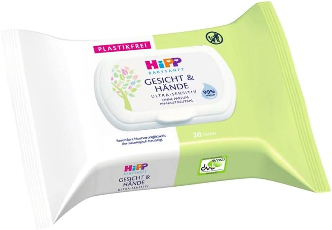 HIPP Babysanft Gesicht & Handtücher, Feuchttücher 12X 20 Stück. Naty Shop
