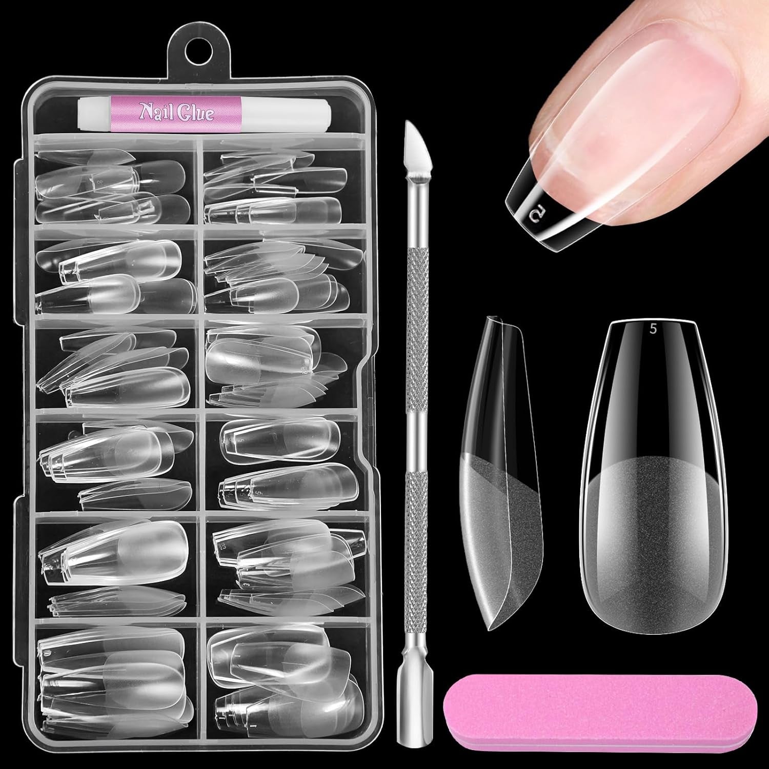 Vollständige Abdeckung für kurze Nägel, 120 Stück, 12 Größen, kurze Nagelspitzen für Gelnägel, zum Aufkleben auf künstliche Nägel, zum Aufkleben auf Nagelfeilen-Set, Nagelpolierer, Nagelhautschieber