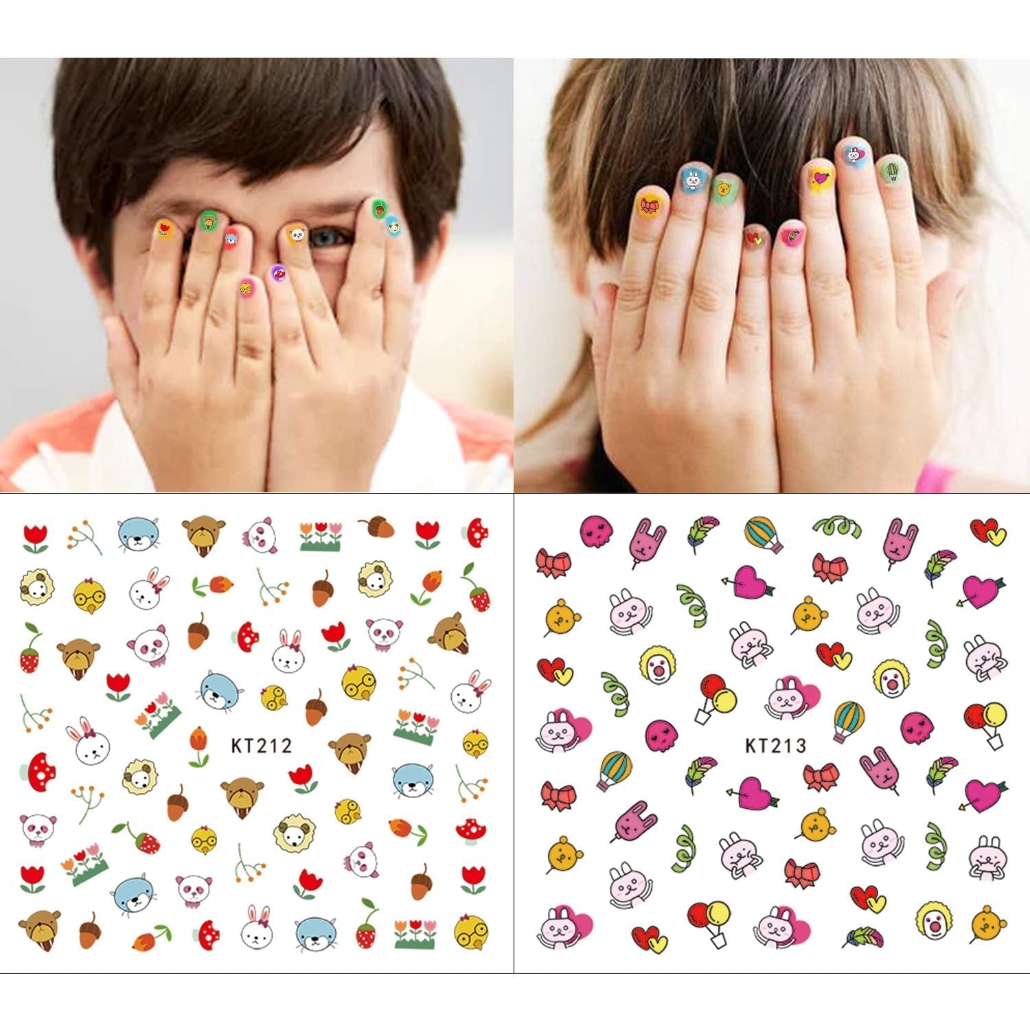 Nagelaufkleber für Kinder und Mädchen, über 600 Designs, Tiere, Früchte, Dinosaurier, Autos, Blumen, selbstklebende 3D-Nagelaufkleber für Kindergeburtstag, Party, Tee, Nagelstudio und Spa-Geschenk