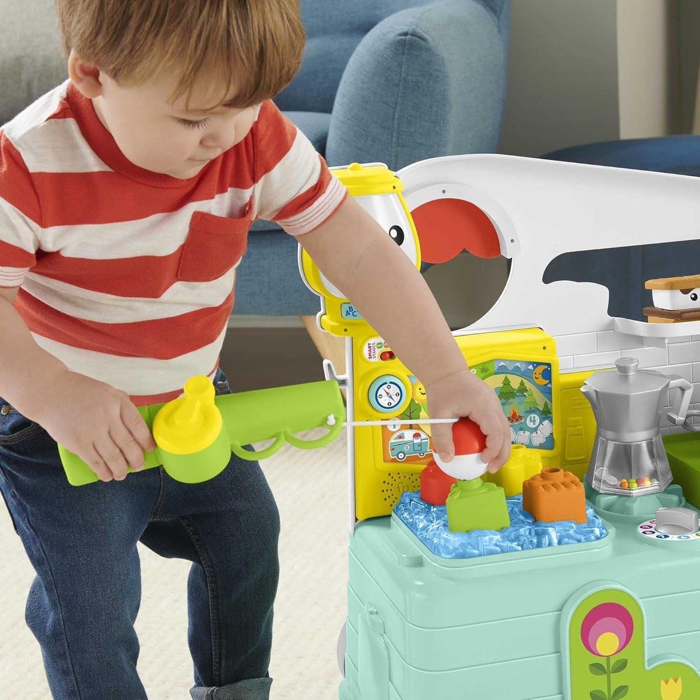 Fisher-Price – Laugh and Learn Camper 3-in-1-Baby-Schiebespielzeug und Musik-Aktivitätscenter Babyspielzeug 9–36 Monate HCK51 Babyspielzeug Naty Shop
