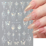 3D Metallic Schwarz Schmetterling Nagelaufkleber – Laser Pink Aurora Nagelaufkleber – Punk Butterfly Nail Art Aufkleber – Silber Nagelaufkleber – Nageldesign Zubehör