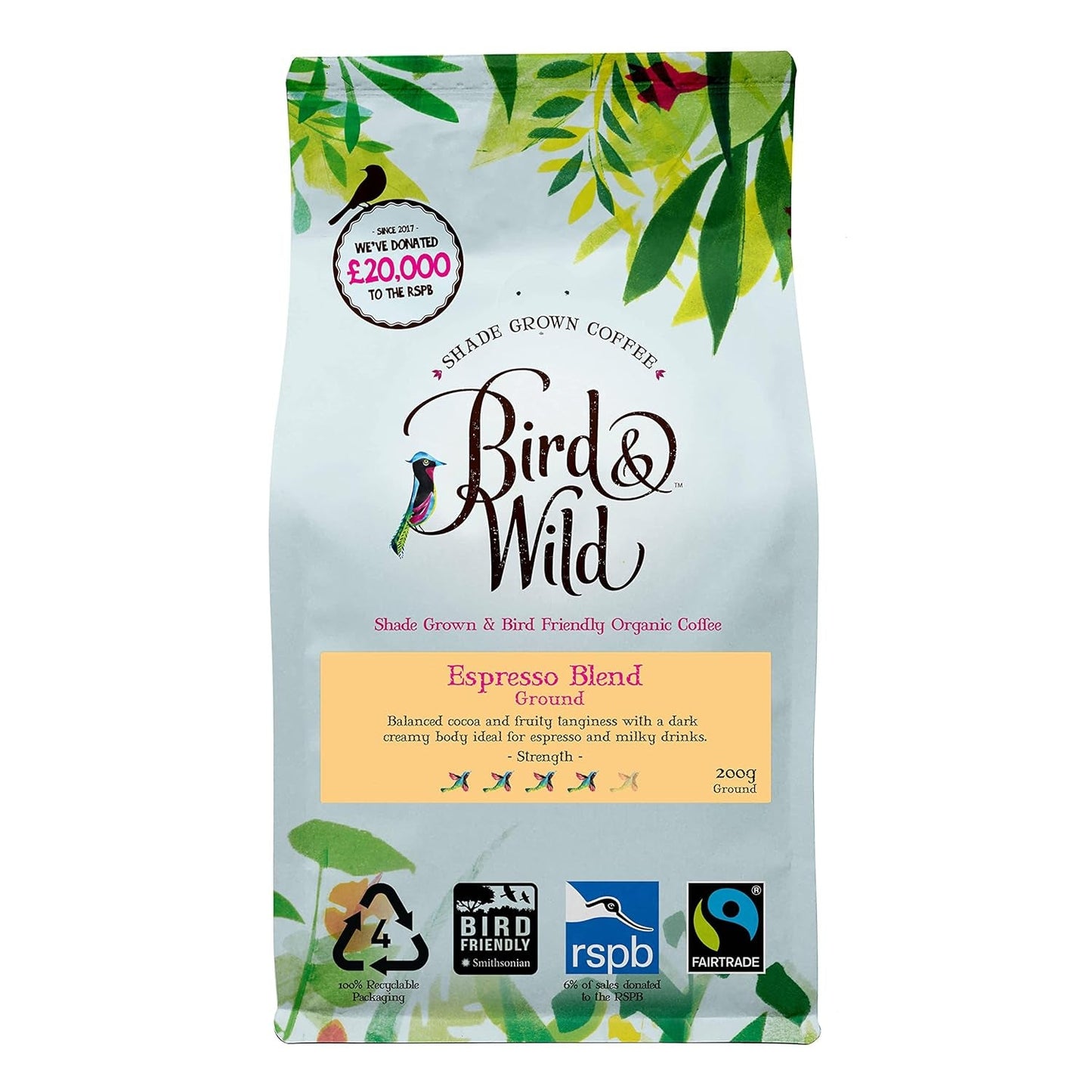 Signature Espresso-Mischung, Fairtrade, ganze Bohnenkaffee, biologisch, im Schatten angebaut, vogelgeschützt, Nettogewicht 200 g