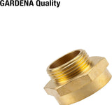 Gardena Brass Reducer Threaded Nippel: Messinganschluss für Gewindereduzierer z. B. für Pumpen, 33,3 mm Außengewinde (G 1 Zoll) / 42 mm Innengewinde (G 1 1/4 Zoll) (7266-20)