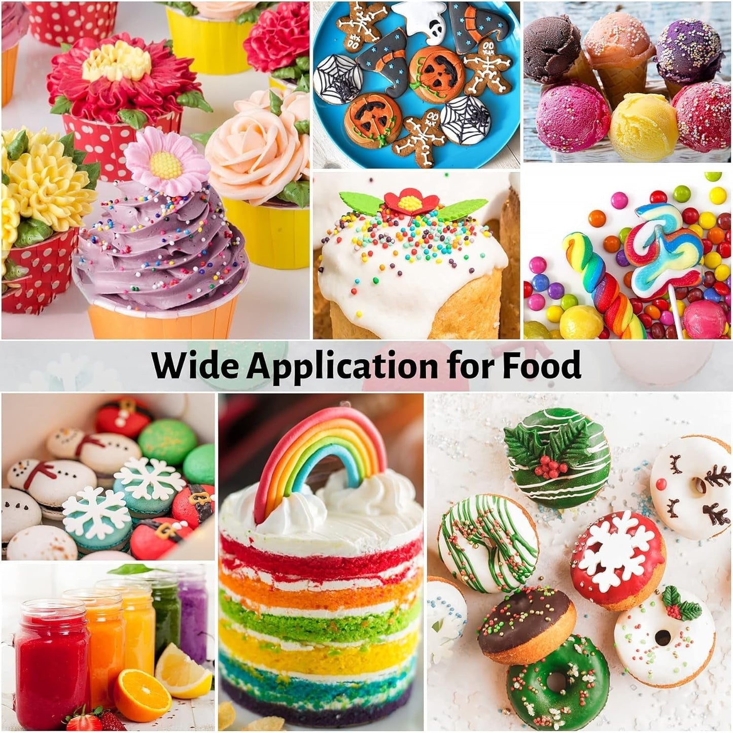 Lebensmittelfarbe 9 x 10 ml, flüssige Lebensmittelfarbe – Lebensmittelfarben-Set zum Dekorieren von Kuchen, Macarons, Donuts, Fudge, Zuckerguss, DIY-Seifen, Eiscreme, Seifenfarbe, Spritzpistolenfarbe