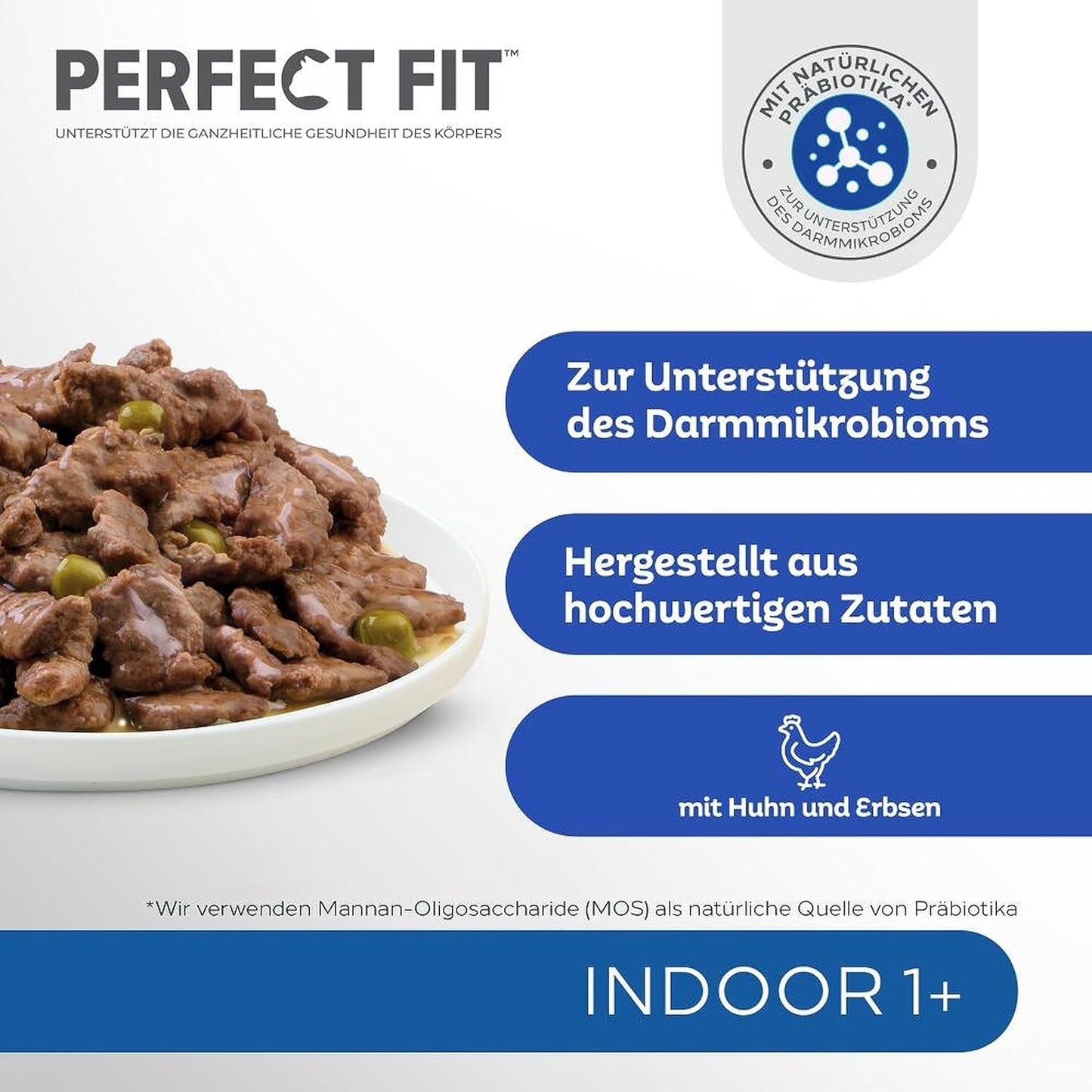 PERFECT FIT™ Beutel für Katzen, drinnen, mit Huhn, 12 x 85 g