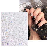 JMEOWIO Nagelsticker Aurora Holografisch 9 Blatt Nagelaufkleber Selbstklebend Herz-Flamme Spielt Schmetterlings-Mond Die Steuern Nail Art Sticker Dekoration Nageldesign Zubehör