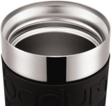 Bodum K11067-01 Reisepresse, Edelstahl, schwarze Kaffeemaschine mit Ersatzdeckel, 350 ml