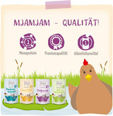 MjAMjAM – Premium-Nassfutter für Katzen – Huhn-Wellness-Packung, 12er-Pack (12 x 125 g), getreidefrei mit extra Fleisch