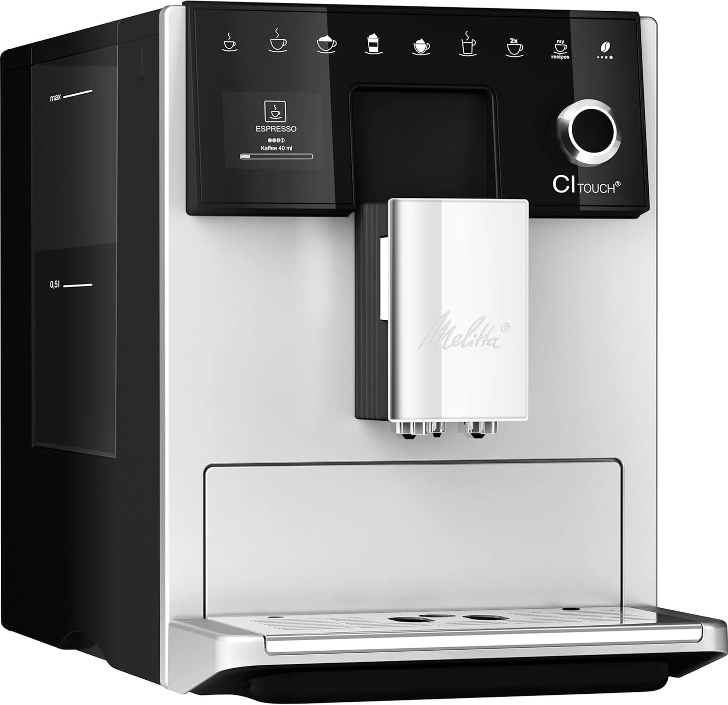 Melitta CI Touch – Espressovollautomat mit Milchsystem, Espressomaschine mit integrierter Kaffeemühle und Milchaufschäumer, z.B. für Espresso oder Cappuccino, silber