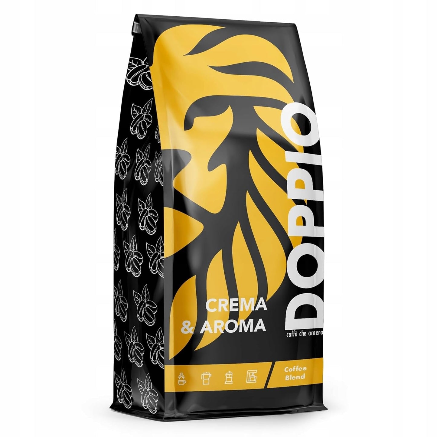 Doppio Creme & Aroma 1KG | Kaffeebohnen 80 % Arabica und 20 % Robusta | mit Noten von Kakao, Nüssen und Karamell | Frisch und mittelstark geröstet, geringer Säuregehalt | für Espresso | Blauer Orca-Kaffee