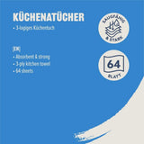 Küchenrolle von Amazon, 3-lagig, 16 Rollen (4 Rollen, 4er-Packung), 64 Blatt pro Rolle, FSC-zertifiziert