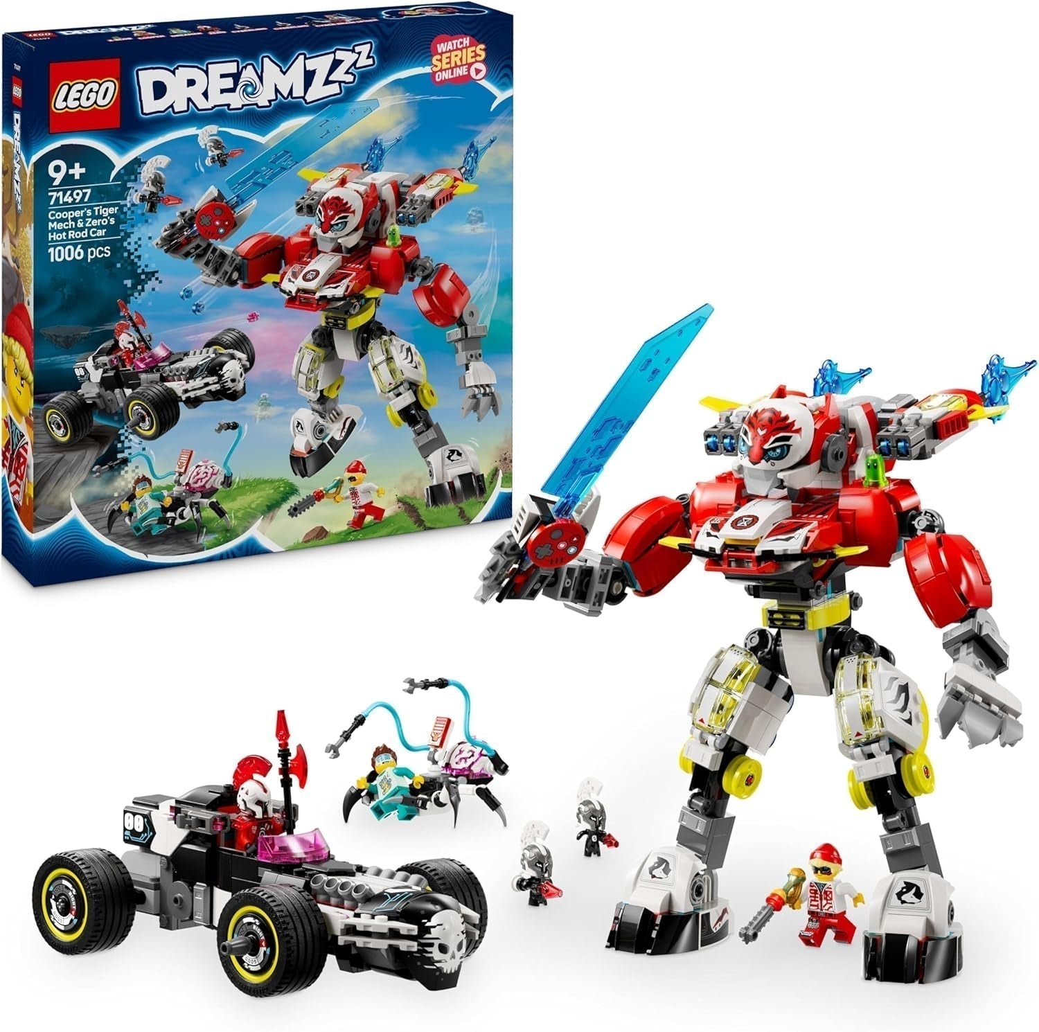 LEGO Dreamzzz Cooper's Tiger Mech und Zero'S Hot Rod Car, Spielzeugauto für Kinder ab 9 Jahren, Jungen und Mädchen, Geschenk, 2-in-1-Mech- und Minifiguren-Spielset 71497, Bausätze. Besuchen Sie den LEGO-Store. Standardtitel