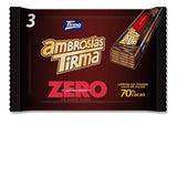 Waffeln mit dunkler Schokolade Tirma 70% Kakao | Ohne Zuckerzusatz | Geeignet für Keto-Diäten | Low Carb | Für Diabetiker Schokoladenwaffeln im Multipack | 3 Stück | 64,5 g