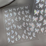 Aurora Muschel Schmetterling Nagelsticker Weiß Schmetterlinge Nail Sticker Gelee Relief Butterfly Nagelaufkleber Y2K Butterflies Nagel Sticker Nägel Nageldesign Nagel Zubehör Nail Art Sticker Nailart