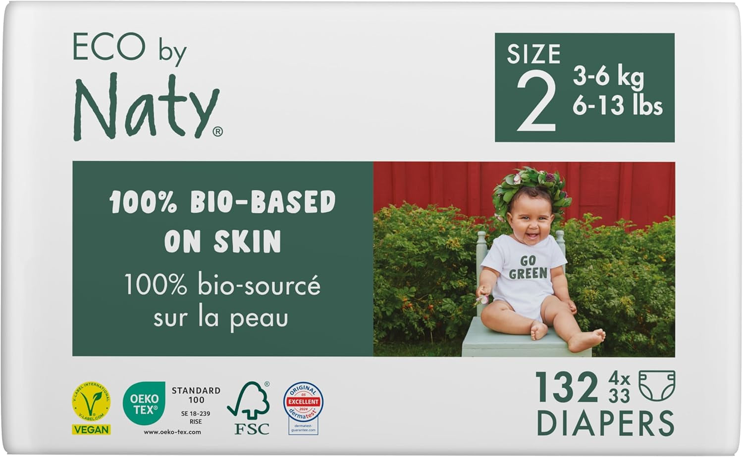 Eco Diapers Eco by Naty Baby Eco Diapers – hochwertige Bio-Windeln, umweltfreundlich, aus pflanzlichen Materialien, ideal für empfindliche Babyhaut (Größe 5 – 80 Stück)