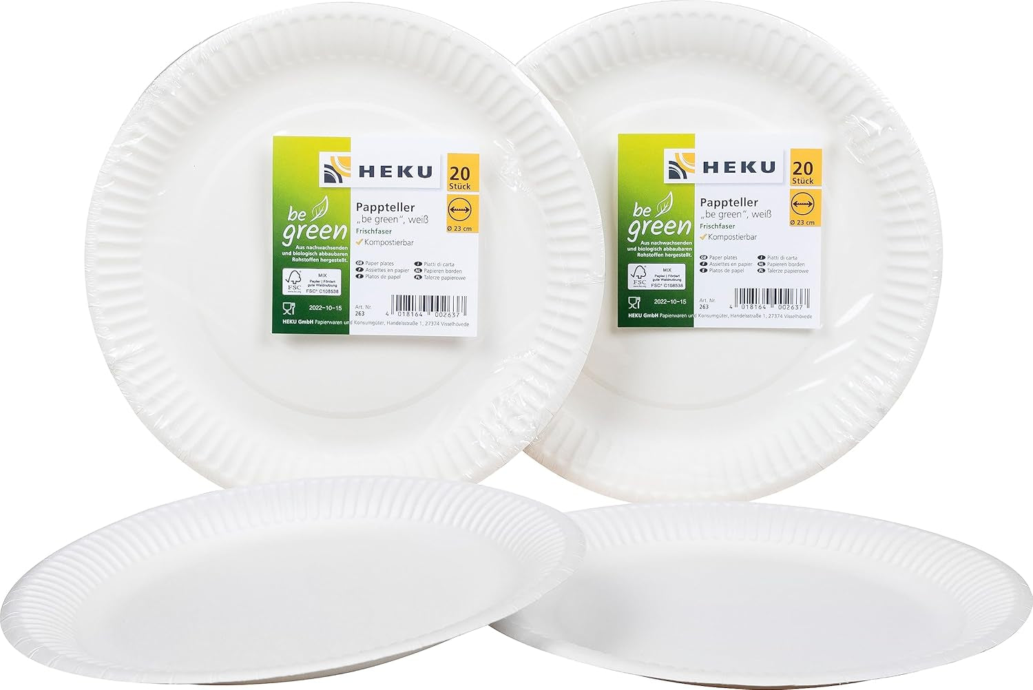 HEKU 191-tlg. USA-Party-Set I Pappteller Ø23 cm, rote Becher, 3-lagige Servietten 33 x 33 cm, Deko-Picker, Wimpelkette 10 m I perfekt für Mottopartys und Nationalfeiertage