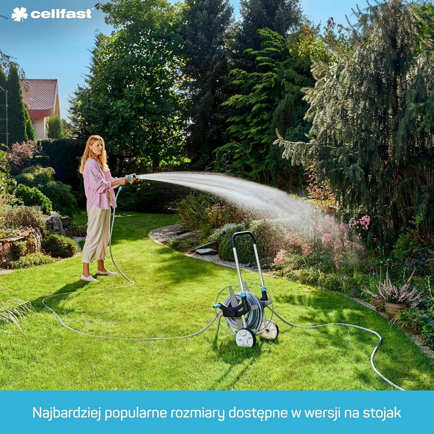 Cellfast Ideal Gartenschlauch-Set, robust, flexibel, 4-lagig, Sprinkler, UV- und algenbeständig, Reach-Technologie, 27 bar, -20/+60° kurzfristig, 1/2 Zoll, 20 m