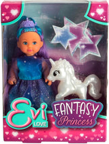 Simba Evi Prinzessin Fantasy of Love Puppe in einem Märchenkleid mit einem funkelnden Einhorn, 12 cm große Spielpuppe, ab 3 Jahren