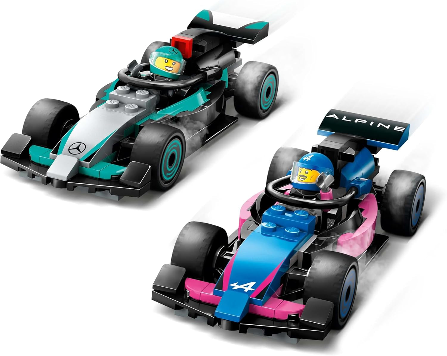 LEGO City F1-Garage mit Mercedes-AMG- und Alpine-Rennwagen – Formel-1-Rennwagen mit 2 Fahrern und 4 mechanischen Minifiguren – Geschenk für Jungen und Mädchen ab 7 Jahren und Fans 60444 Besuche den LEGO-Store Bausets