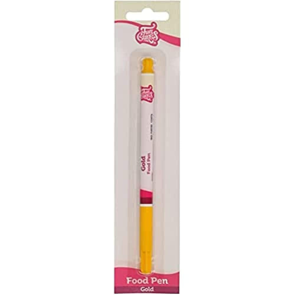 Funcakes Food Pen Gold: Lebensmittelfarbstifte, flexible Spitze für dicke und dünne Linien, essbarer Stift für Kekse, Kuchen, Fondant und mehr, ideal zur Personalisierung, Halal-zertifiziert