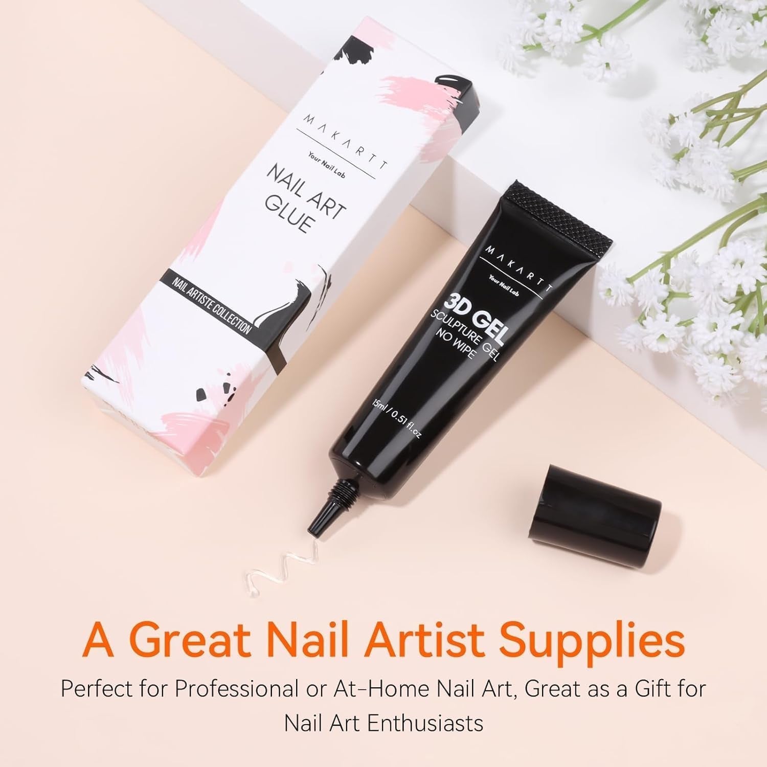 Makartt 3D Nail Art Gel – Strass-Klebegel 15 g für Nagel-Schlüsselanhänger, multifunktionales Nagelskulptur-Gel für DIY-Nageldesign, Nagelskulptur-Nagelmodellierung zu Hause (transparent)