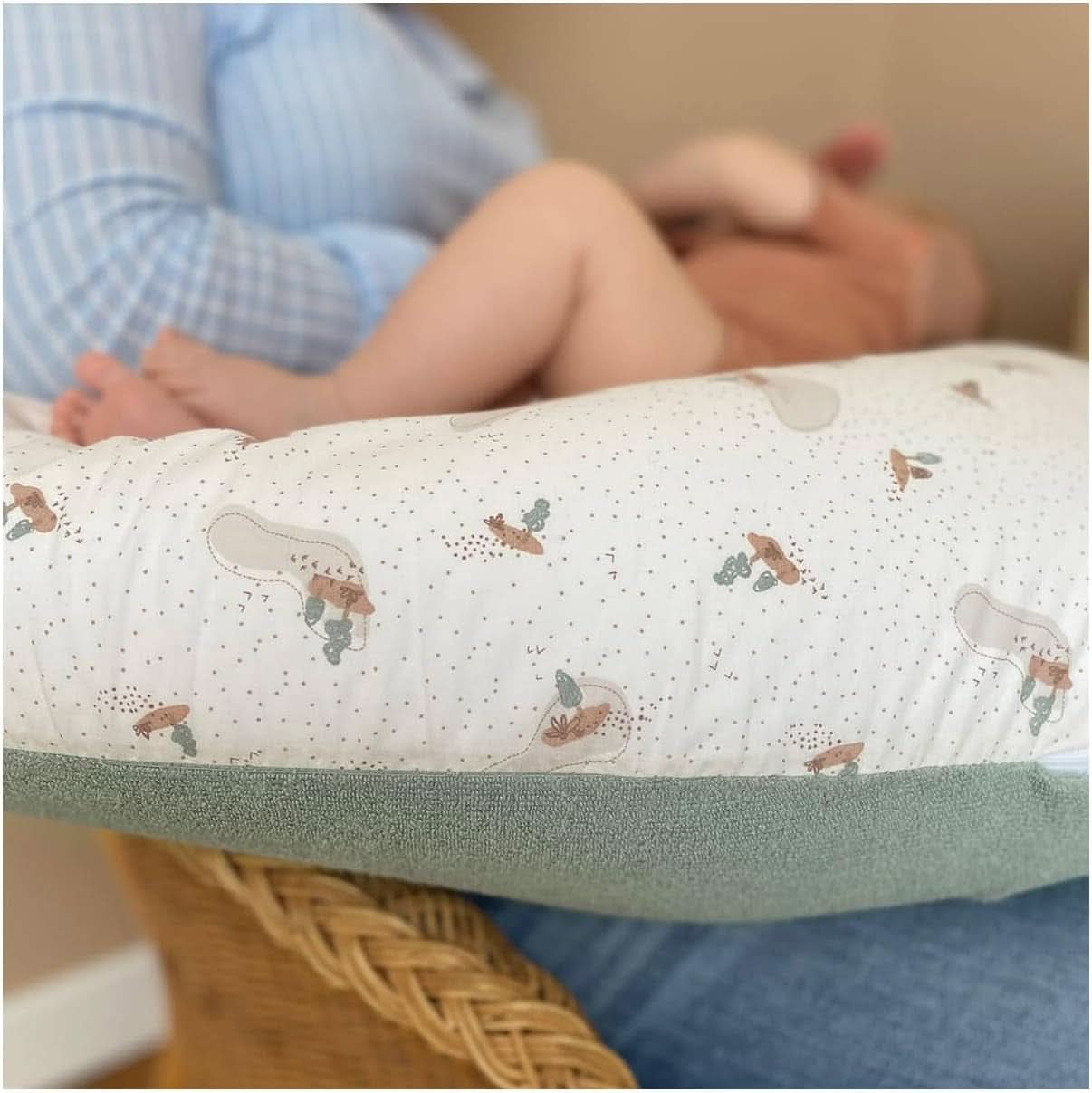 Schwangerschaftskissen - Stillkissen - 2 in 1 Multifunktionskissen - Abnehmbarer Bezug 78 x 44 cm Zubehör Essen und Stillen Bebe Naty Shop