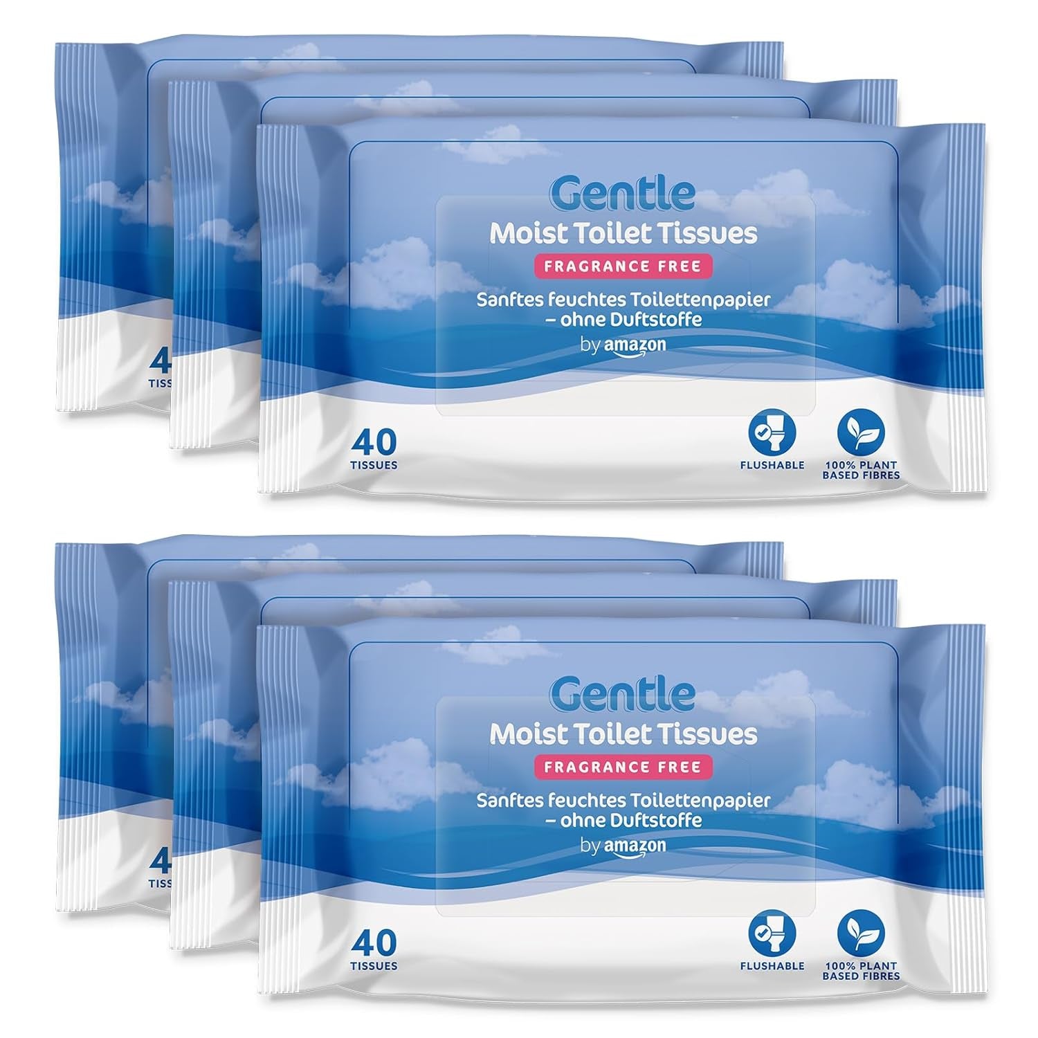 Von Amazon: Weiche, feuchte, geruchlose, fein saugfähige, parfümfreie Toilettentücher, 240 Stück (6 Packungen à 40 Stück) (ehemals Marke Presto!)