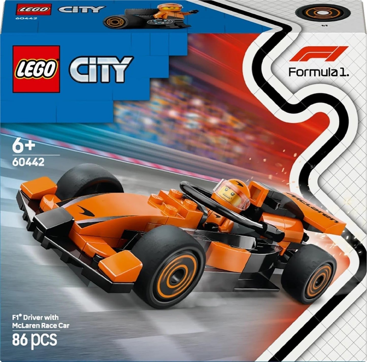 LEGO City F1 Racer mit McLaren-Rennwagen – Formel-1-Spielzeugmodell mit Rennwagen und Minifigur – kleines Geschenk für Jungen und Mädchen ab 6 Jahren oder Motorsportfans 60442 Bausätze Besuchen Sie den LEGO-Store