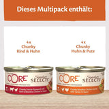 Wellness CORE Signature Selects 8 x 79 g, Mischung aus Rind, Huhn und Truthahn – Nassfutter für Katzen, köstliche Streifen in Soße, getreidefrei, natürlich, hypoallergen, proteinreich, reich an Fleisch