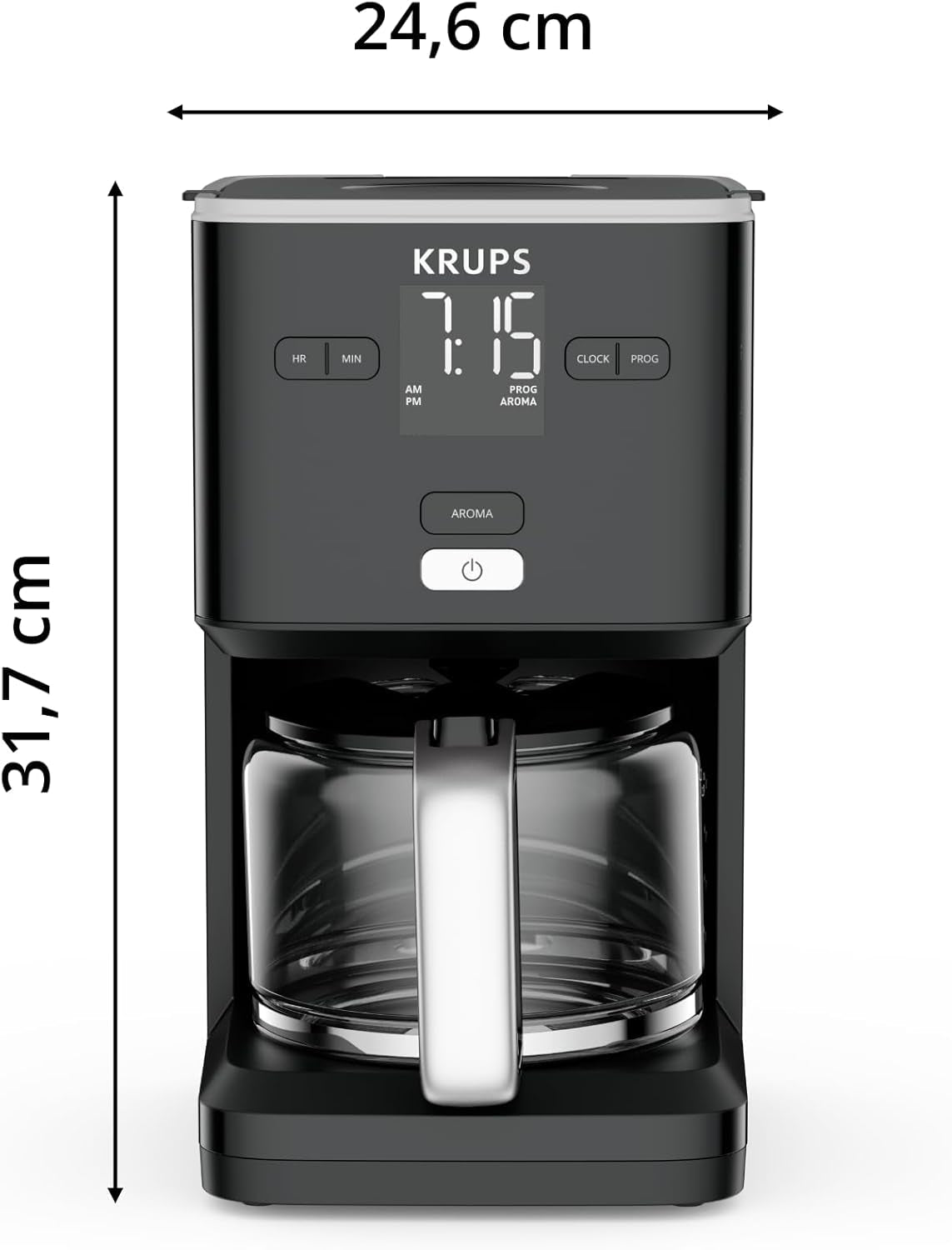 Krups Smart'n Light Kaffeemaschine mit Timer, für 1,25 Liter Filterkaffee, Warmhaltefunktion, Abschaltautomatik, Schwarz, KM600810