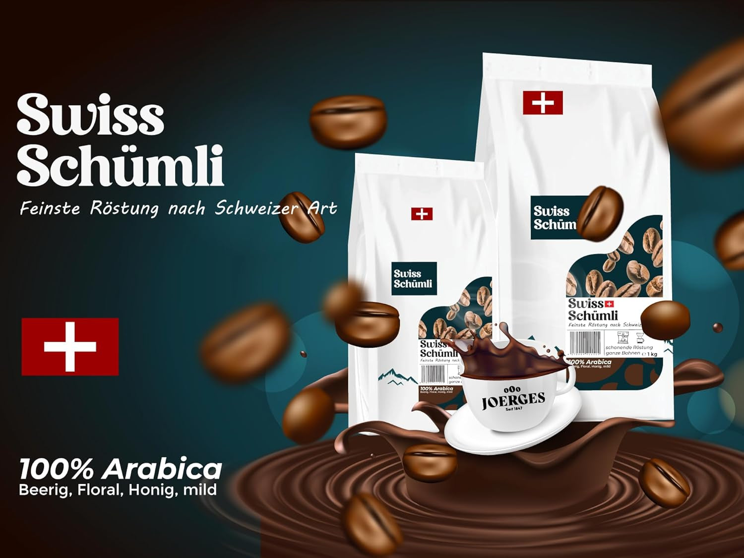 Aus über 175 Jahren Erfahrung: Schwiizer Schüümli Schweizer Schümli Kaffeebohnen 1kg – Leichte Röstung für einen feinen Schümli Kaffee, perfekte Crema, Intensität 2/5, Säure 1/5 – für echten Kaffeegenuss