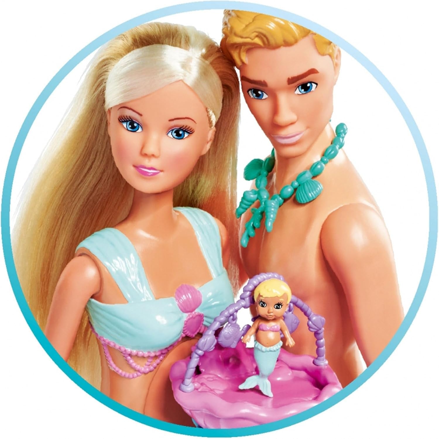Simba 105733524 – Steffi Love Meerjungfrauenfamilie, schwangere Meerjungfrauenpuppe mit Kevin als Meerjungfrau, mit Babybett, 29 cm große Ankleidepuppen, Spielpuppen, für Puppen ab 3 Jahren Naty Shop