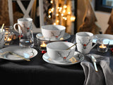 CreaTable, 21498, Serie Luna Hirsch, 18-teiliges Geschirrset für 6 Personen, Frühstücksset aus Porzellan, spülmaschinen- und mikrowellenfest, hochwertige Herstellung